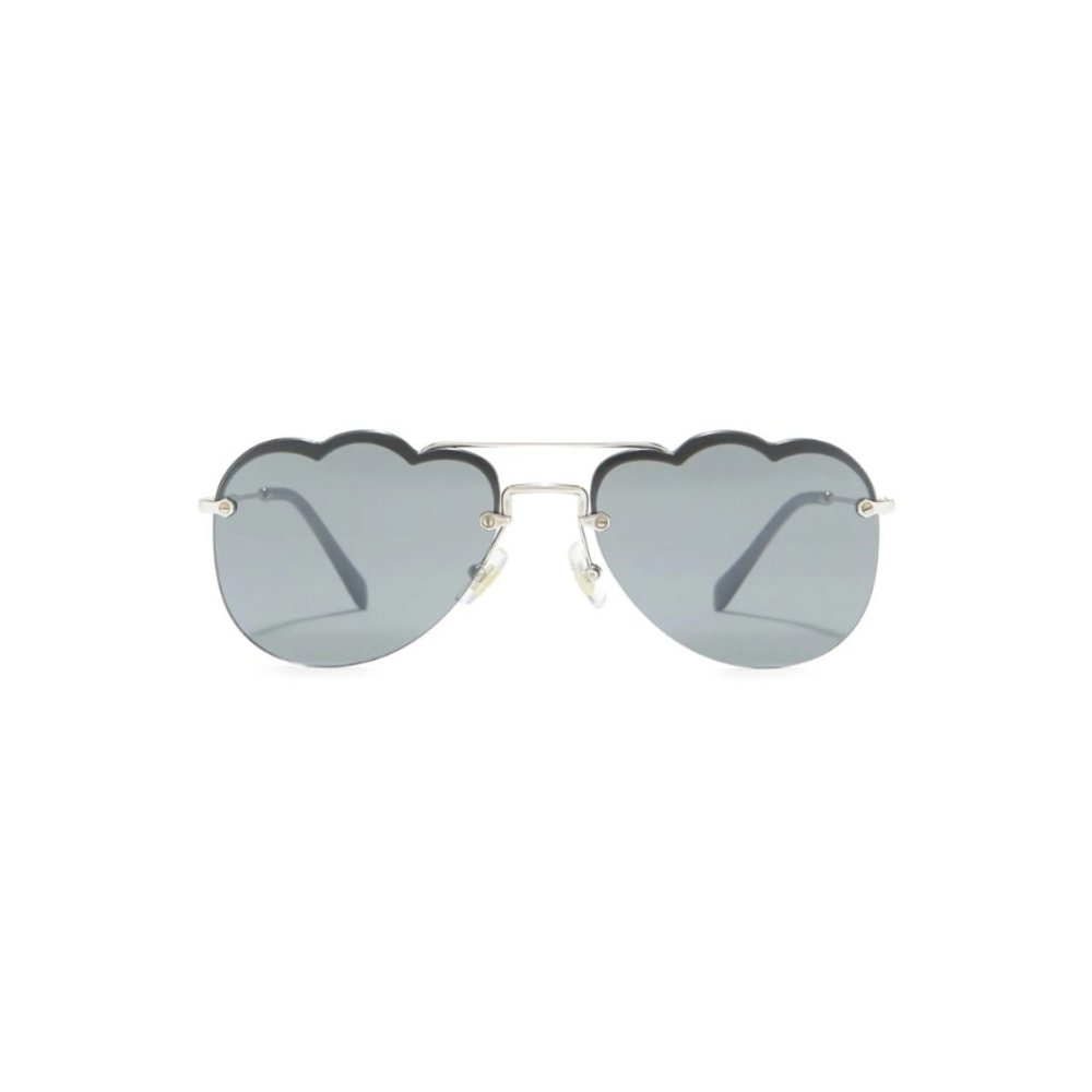 MIU MIU 58mm Irregular Sunglasses - Dark Grey Flash Silver - Authentic - New - Picture 1 of 4